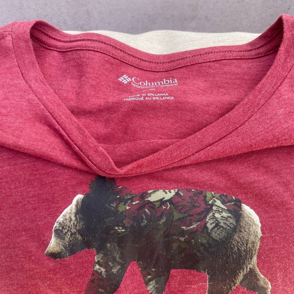 Columbia Maroon Bear Print Tee